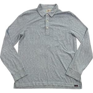 Faherty Men's Blue Striped Cotton Blend Long Sleeve Henley Size Medium